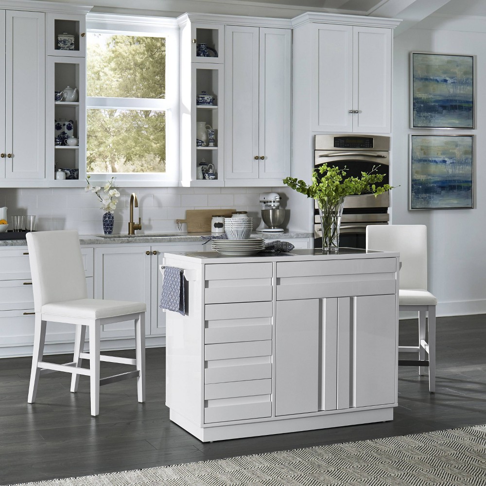 Linear Kitchen Island &amp; 2 Stools  - Home Styles