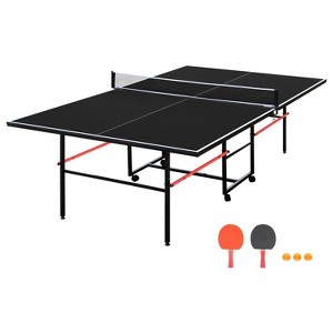 Dexmalle 9ft Mid-Size Table Tennis Table Foldable & Portable Ping Pong Table Set - 1 of 4
