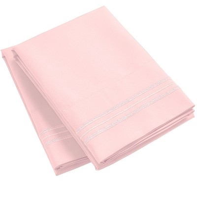 King Size Blush Pink Embroidered Hypoallergenic Microfiber Pillowcase