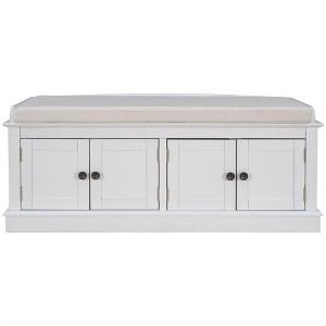 OUTSUPPLY Entryway Storage Bench with 4 Doors & Adjustable Shelves, Shoe Bench with Removable Cushion for Living Room, Hallway - 1 of 4