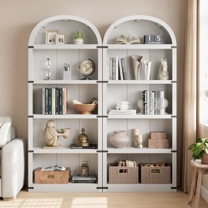 5-Shelf Arched Bookcase, 71.7" Tall Wooden Display Storage Rack for Home Office, Farmhouse Bookshelf - 1 of 4