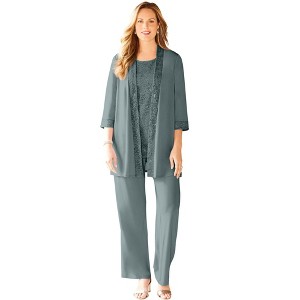 Catherines Women's Plus Size Petite 3-Piece Lace Gala Pant Suit - 1 of 4