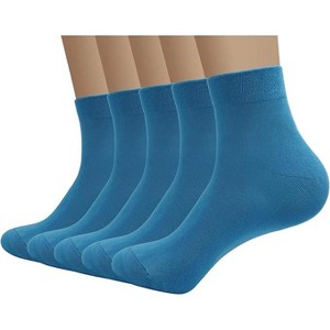 SERISIMPLE Men Viscose Bamboo Quarter Thin Ankle High Breathable Comfort Cool Soft Quarter Ankle Socks Grey Large 5 Pairs - 1 of 4