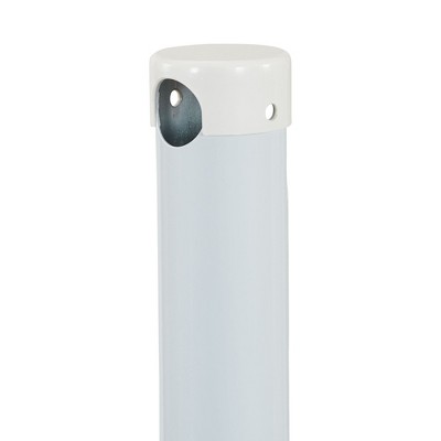 White Powder-Coated Steel T-Post Clothesline Pole with Plastic End Caps