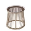 Outdoor Side Table with Tempered Glass Top,Rope Woven Accent Table for Patio or Balcony,Round Patio Side Table with Metal Frame-Coolbibila - 3 of 4