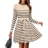 Zeagoo Women's Fall Winter Casual Dress Crewneck Long Sleeve A-Line Sweater Dress Bodycon Ribbed Knit Dress with Belt - 3 of 4