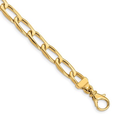 Black Bow Jewelry Men's 14k Yellow Gold, 6.5mm Solid Open Link Chain Bracelet