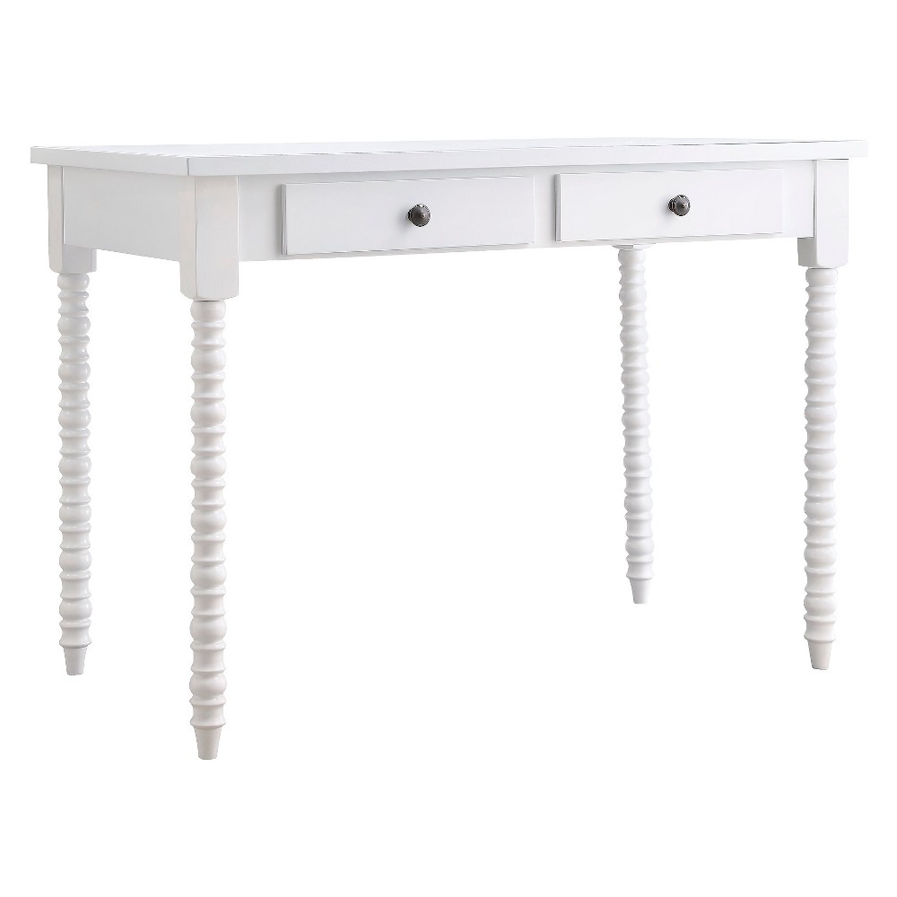 Photos - Office Desk Elliott Wood Writing Desk with Drawers White - Inspire Q