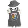 Harry Potter Hermione Hedwig Owl Ron Weasley Baby French Terry Short Overalls T-Shirt and Hat 3 Piece Outfit Set Newborn to Infant - 3 of 4