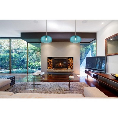 Harmony Translucent Blue Glass & Brushed Nickel 14" Pendant Light