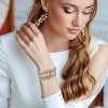Boho Leather Wrap Multi-Layer Pearl Crystal Bracelet Bangle Jewelry - 3 of 4