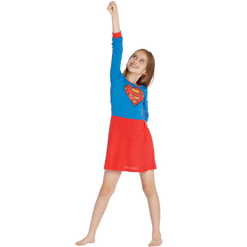 Supergirl Girls Big Flyaway Superhero Costume Pajama Nightgown, 2 of 4