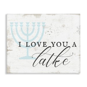 Stupell Industries Love You A Latke Clever Rustic Hanukkah Typography Canvas Art, 40" x 30" - 1 of 4