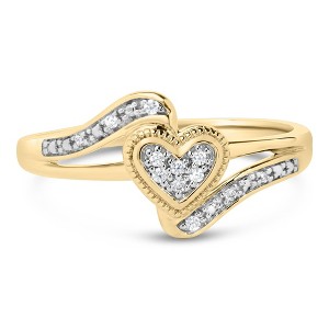 Haus of Brilliance 14K Yellow Gold Plated Silver Diamond Accent Filigree Heart Promise Ring - 1 of 4