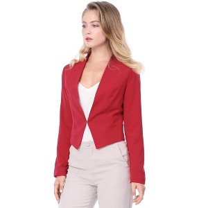 INSPIRE CHIC Women's Collarless Work Office Long Sleeve Cropped Blazers - 1 of 4