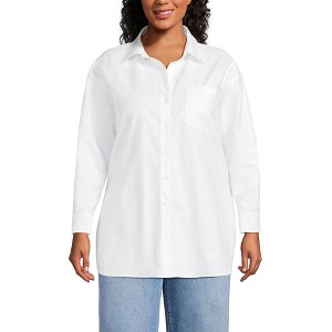 Lands' End Women's Oversized Oxford Button Front Shirt - 1 of 4