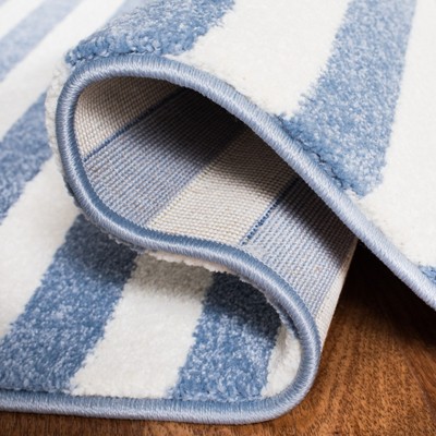 Playful Storybook 8' Square Ivory/Navy Synthetic Kids Rug