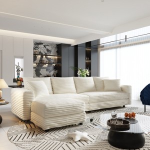 KTMBDW 102.4" Sofa Couch, Comfy Couches for Living Room, Plush Corduroy Sofas for Living Room, Tool-Free Setup Deep Seat Sofa - 1 of 4