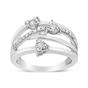 Silver 1/5 Cttw Miracle-Set Diamond Heart Cross-Over Bypass Ring - 1 of 4