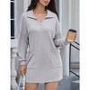 Women's Loose Lapel Neck Puff Sleeves  Knit Sweater Dresses Mini Dresses With Pocket - 3 of 4
