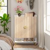 ORRD 29.6” White & Gold Wooden Shoe Cabinet with Doors, 7-Tier Shoe Storage Organizer - 2 of 4