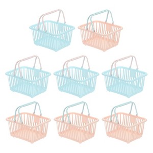 Unique Bargains Plastic Grocery Shopping Toy Storage Mini Decorative Baskets 6.3" x 3.5" x 5.1" 8 Pcs - 1 of 4