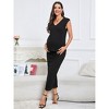 Stylish Maternity 2 Piece Summer Outfit with V Neck Lightweight Vest and Casual Half Slit Dress - 2 of 4