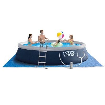 Intex 26165VM Easy Set 15-foot x 42-inch Portable Inflatable Home Outdoor Above Ground Round Swimming Pool with Ladder, 1000 GPH Filter Pump, & Cover