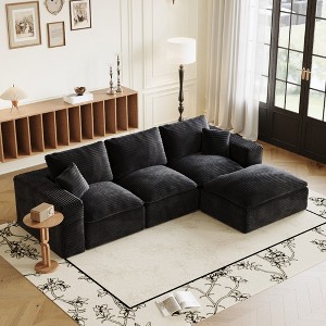 KTMBDW 108" L Shaped Modern Cloud Sofa Modular Sectional Couch with  Ottoman, 4-Seat Corduroy Deep Seat Sofa with Pillow for Living Room - 1 of 4