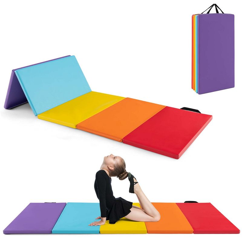 Costway 5-Panel Folding Gymnastics Thick Mat 6.6' x 2.5' Tumbling Mat for Kids, 1 of 11