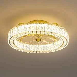Siljoy Crystal Ceiling Fan with Lights, Modern Chandelier Ceiling Fan with Remote, 20.5” Low Profile Ceiling Fan for Bedroom Dining Room Living Room - 1 of 1