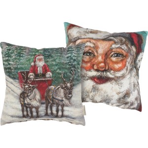 Primitives by Kathy Santa's Sleigh Christmas Pillow- Double Sided - 16" x 16" - 1 of 4