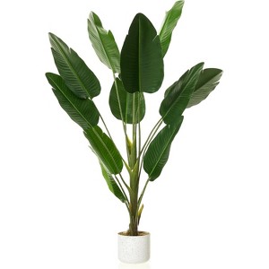 4FT Artificial Tropical Plant in Pot, PEVA Leaf Fake Tree with Realistic Green Foliage for Indoor Outdoor Home Office Decor - 1 of 4
