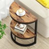 SEVOBAL End Tables Two Tier Half Moon Accent Table with Rustic Wood and Open Shelf for Living Room Bedroom , Rustic Brown, 12.01"*26.97"*4.53" - 2 of 4