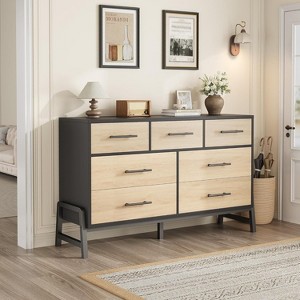 Homhougo 7 Drawer Dresser for Bedroom, 52" Wide Wooden Storage Chest with Ultra-Deep Drawers and Chic Legs, Freestanding Closet Organizer - 1 of 4