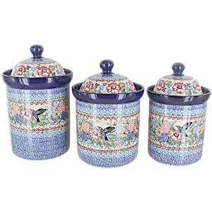 Blue Rose Polish Pottery 1300S Ceramika Artystyczna Canister Set - 1 of 1