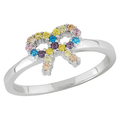 Tiara Kid's Cubic Zirconia Bow-Ribbon Ring in Sterling Silver