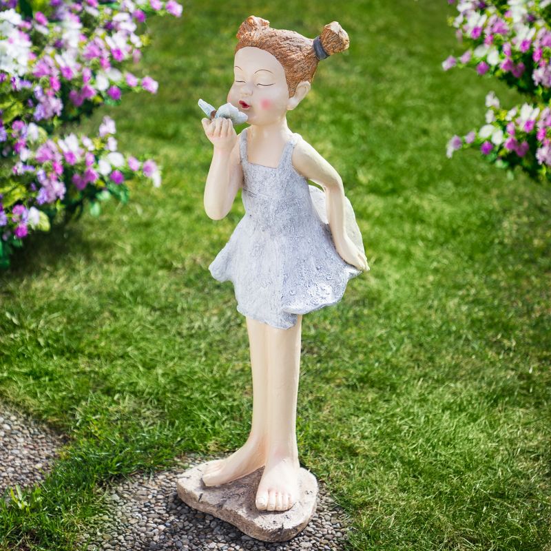 Northlight Girl with Butterfly Outdoor Garden Statue - 29", 2 of 9