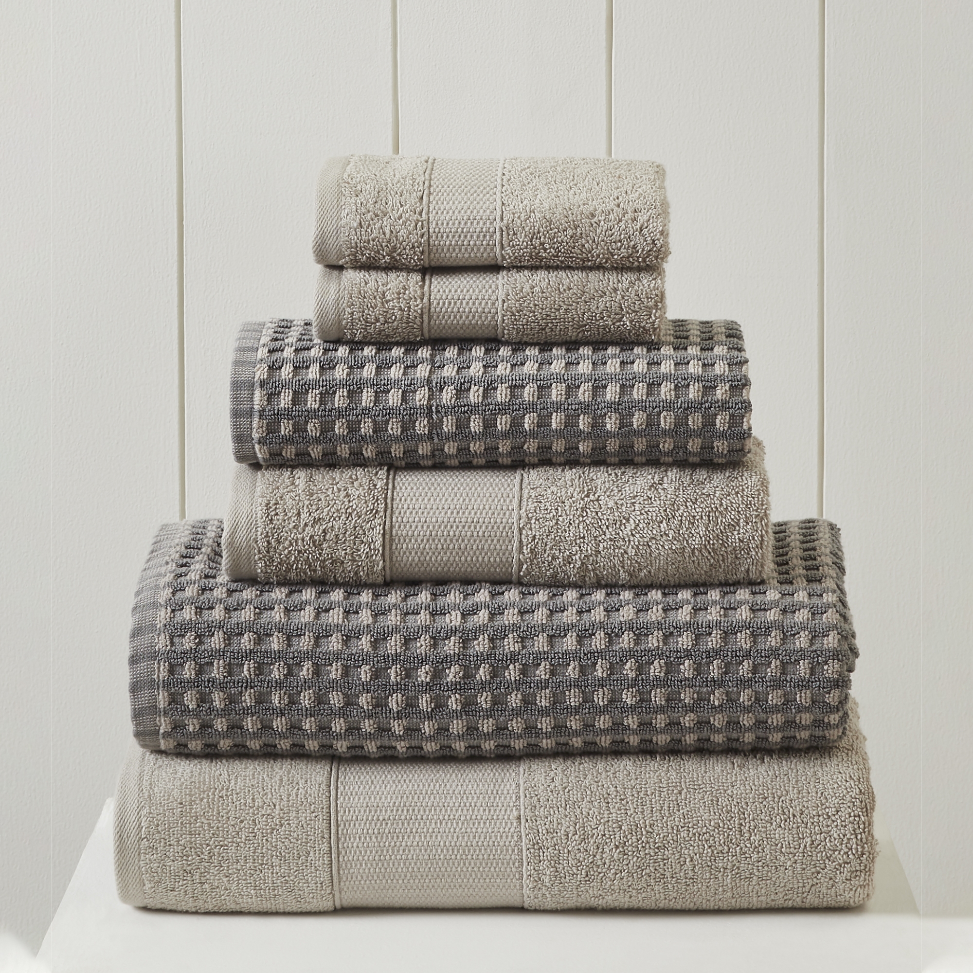 Modern Threads Cobblestone 6-pc 100% Cotton Jacquard Towel Set, Charcoal (AS SEEN IN IMAGE)