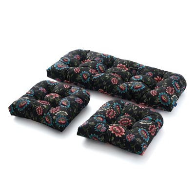 Outdoor Chair Cushions,3 Piece Loveseat Outdoor Cushions Set,Tufted/Wicker Patio Cushion for Patio Furniture All Weather,44“x19 x5,Floral