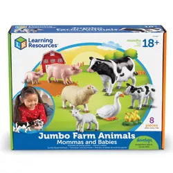 Learning Resources Jumbo Farm Animals Mommas and Babies - 8 Pieces, Ages 18+ months Toddler Learning Toys, Farm Animal Figures for Kids