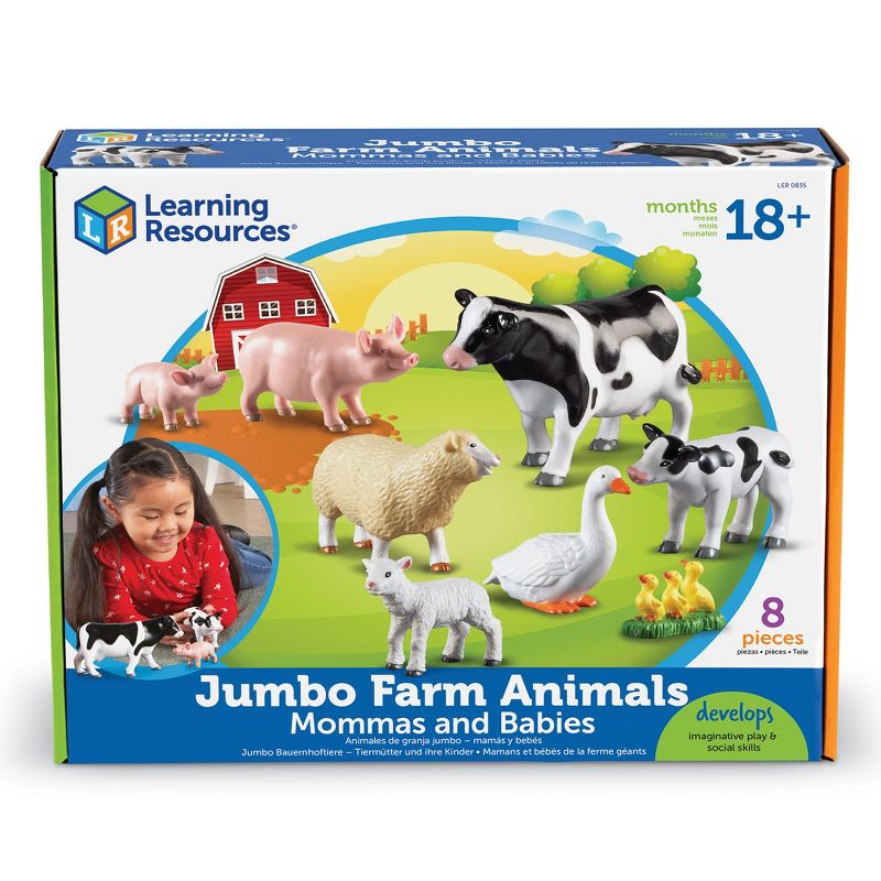 Learning Resources Jumbo Farm Animals Mommas and Babies - 8 Pieces, Ages 18+ months Toddler Learning Toys, Farm Animal Figures for Kids, 1 of 8