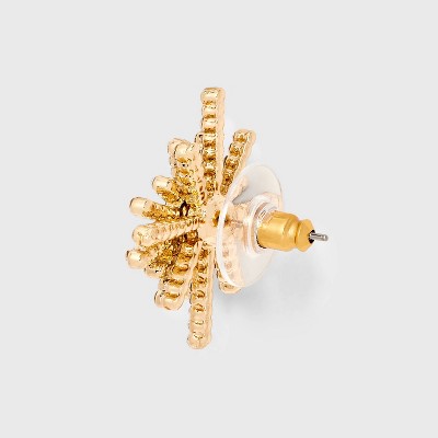 Star Stone Button Earrings - A New Day Gold/Clear - image 2
