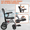 Ultra-Light Portable Transport Wheelchair, Foldable w/Lock Brakes & Flip Armrests - 3 of 4