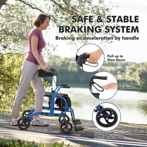 Rollator Walker for Seniors with Seat, 3 in 1 Walker Wheelchair Combo with 8¡± Non-Slip Wheels Reversible Backrest Detachable Footrests - 1 of 4