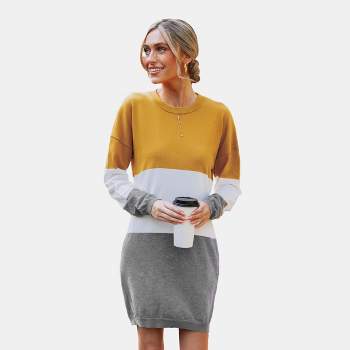 Women's Colorblock Drop Sleeve Mini Sweater Dress - Cupshe
