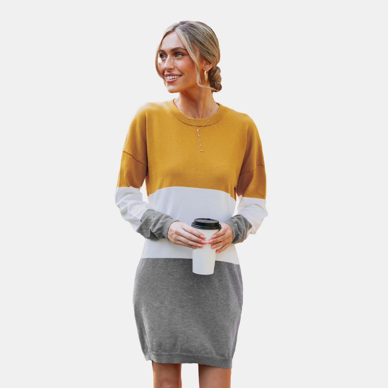 Women's Colorblock Drop Sleeve Mini Sweater Dress - Cupshe, 1 of 8