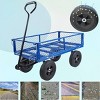 YONWAY Heavy Duty 660 Lbs Capacity Mesh Steel Garden Cart Folding Utility Wagon with Removable Sides10 inch Tire - 2 of 4
