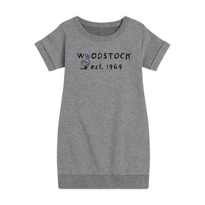 - Peanuts - Woodstock 1969 Graphic Short Sleeve Fleece Dress - 1 of 4