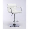 DOMETOUR 2 pc Gas Lift Armed White Faux Leather Barstool-Glacier White - 3 of 4